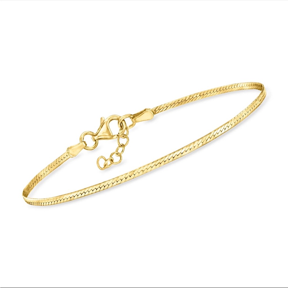 Ross-Simons Italian 1.6mm 18kt Gold Over Sterling Herringbone Bracelet